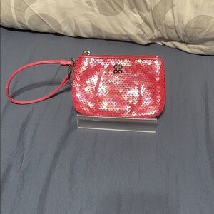 Coach Sequin Pink Wristlet Clutch